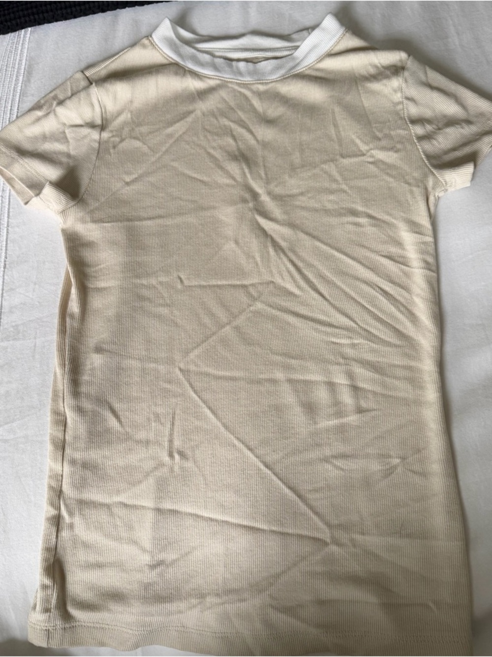 a new day Cream and White Ribbed Tee - NWOT XS